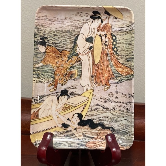 Other - Melamine Vanity Trinket Tray RDE Imports Repro Kitagawa Utamaro Abalone Divers